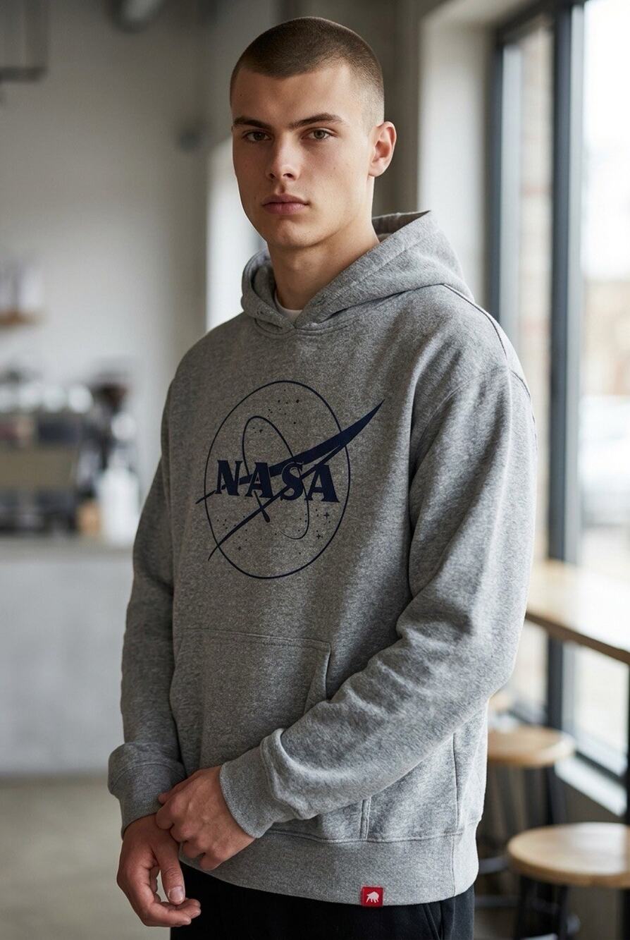 NWT NASA Classic Meatball Logo Gray Pullover Hoodie Sweatshirt Size XL Space